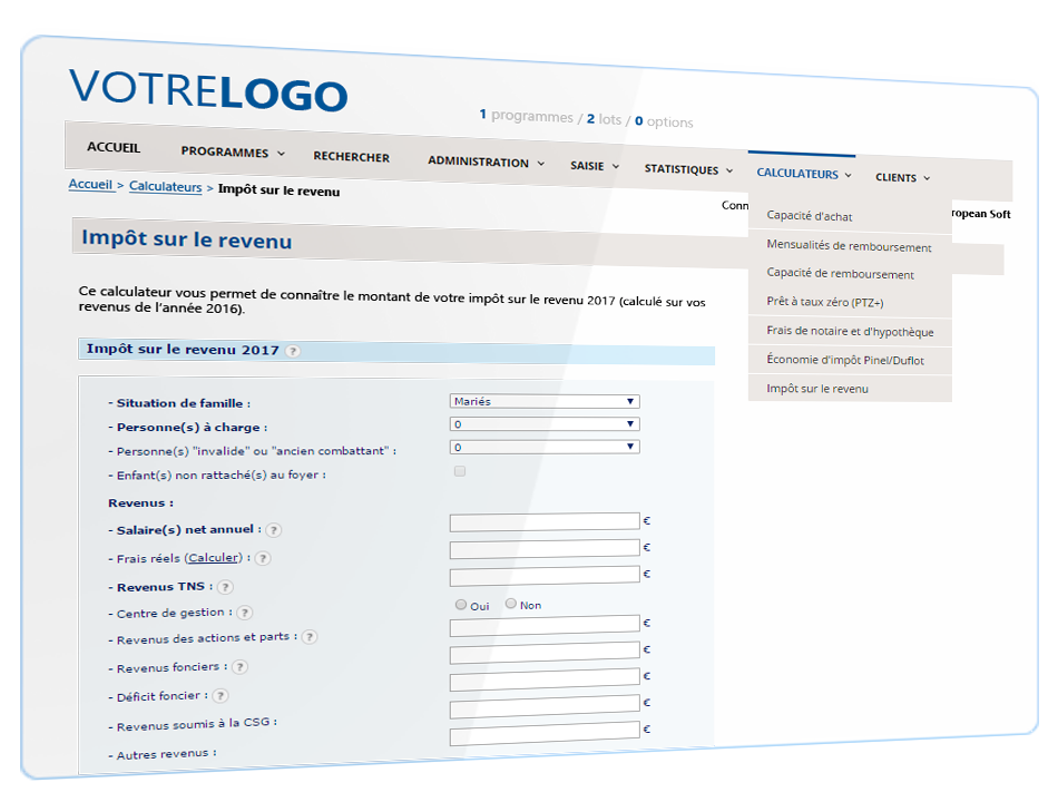 calculateur fiscal sur Logissimmo